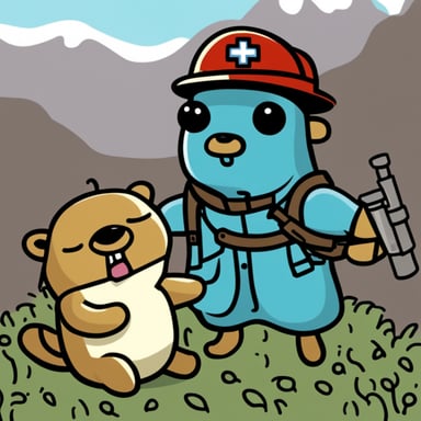 A medic Go Blue Gopher healing another wounded gopher.