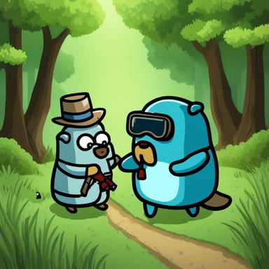 A medic Go Blue Gopher healing another wounded gopher.