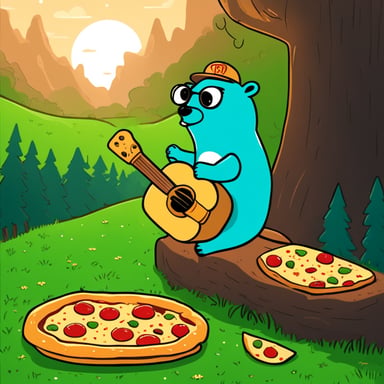 Go Blue Gopher enjoys a slice of pizza while sitting close to a green horse.