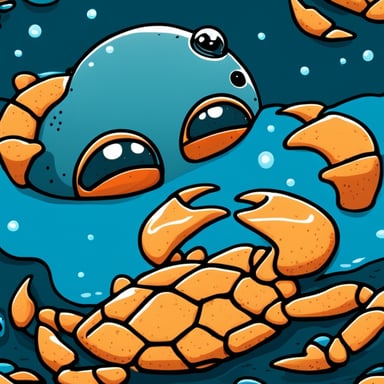 Orange crab hugging Go Blue Gopher.