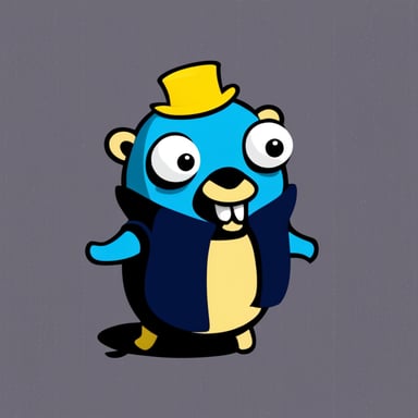 A disturbing, creepy Go Blue Gopher.