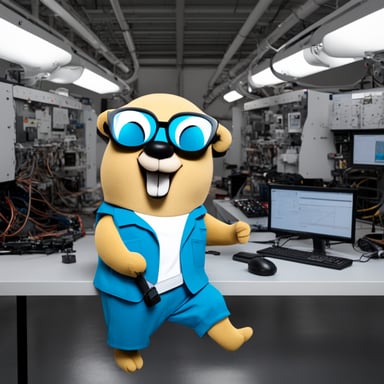 Go Blue Gopher working at Infineon.