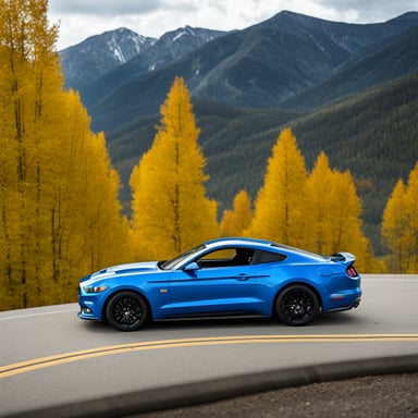 Go Blue Gopher with a black Ford Mustang GT.