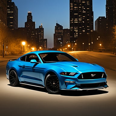 Go Blue Gopher with a black Ford Mustang GT.