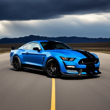 Go Blue Gopher with a black Mustang Shelby GT 500.
