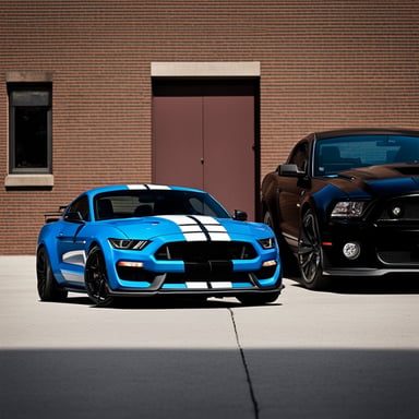 Go Blue Gopher with a black Mustang Shelby GT 500.