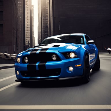 Go Blue Gopher with a black Mustang Shelby GT 500.