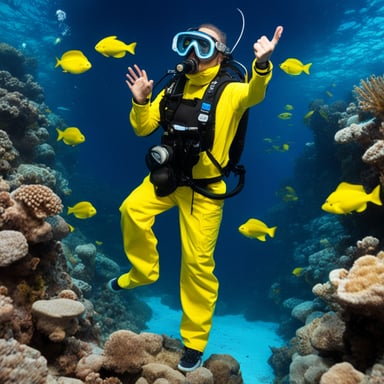 Go Blue Gopher scuba diving with scuba watch dive computer