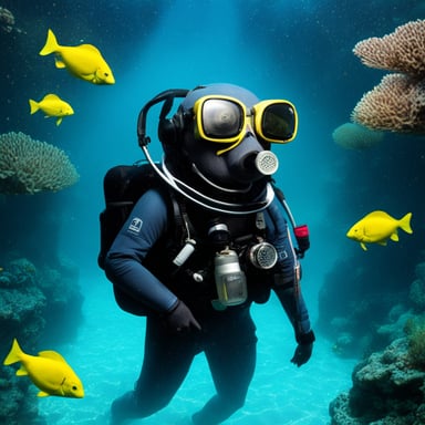 Go Blue Gopher scuba diving with scuba watch dive computer