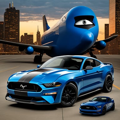 Go Blue Gopher with a black Mustang GT.