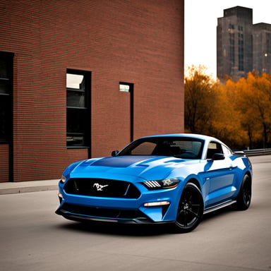 Go Blue Gopher with a black Mustang GT.