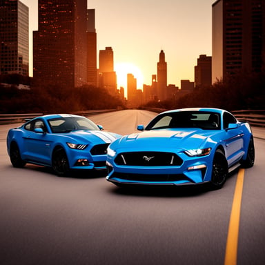 Go Blue Gopher and a black Ford Mustang GT.