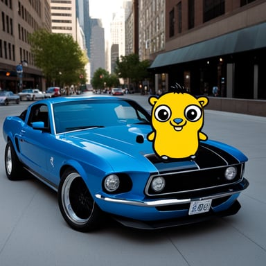 Go Blue Gopher is not a car with a black Mustang GT muscle car.