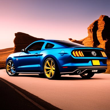 Go Blue Gopher is not a car with a black Mustang GT muscle car.
