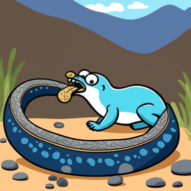 Go Blue Gopher eating a large Python snake.