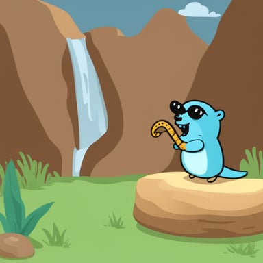 Go Blue Gopher eating a large Python snake.