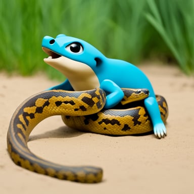 Go Blue Gopher eating a large Python snake.