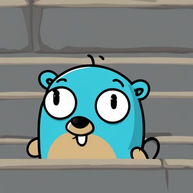 Go blue gopher with a shocked face expression after a nil pointer dereference.
