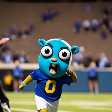 Go blue gopher with a shocked face expression after a nil pointer dereference.