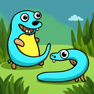 Go Blue Gopher eats a yellow-blue large Python snake.