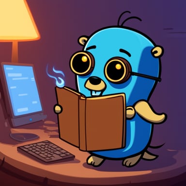 Go Blue Gopher is coding and encounters a nil pointer exception. Meanwhile, his PC starts burning.