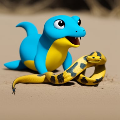 Go Blue Gopher eats a yellow-blue large Python snake.