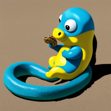 Go Blue Gopher eats a yellow-blue large Python snake.