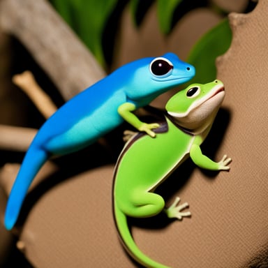 Go Blue Gopher stroking a Madagascar day gecko