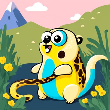 Go Blue Gopher eats a yellow-blue large Python snake.