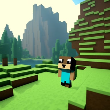 Go Blue Gopher, with a 3D realistic outlook, is playing the Minecraft game.