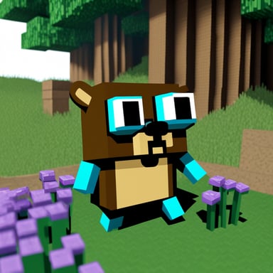 Go Blue Gopher, with a 3D realistic outlook, is playing the Minecraft game.