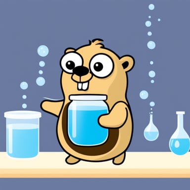 Go Blue Gopher is learning about splitting water into hydrogen and oxygen.