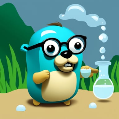 Go Blue Gopher is learning about splitting water into hydrogen and oxygen.
