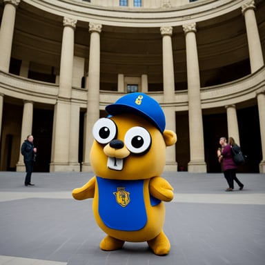 Go Blue Gopher visits Berlin City Hall.