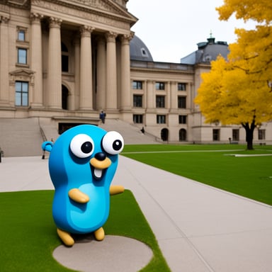Go Blue Gopher visits Berlin City Hall.