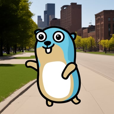 Happy go blue gopher but as a meme