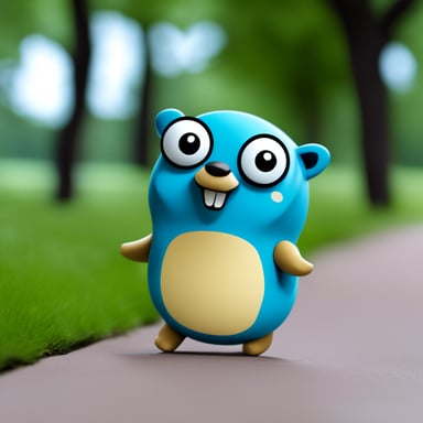 Go blue gopher in a pokeball