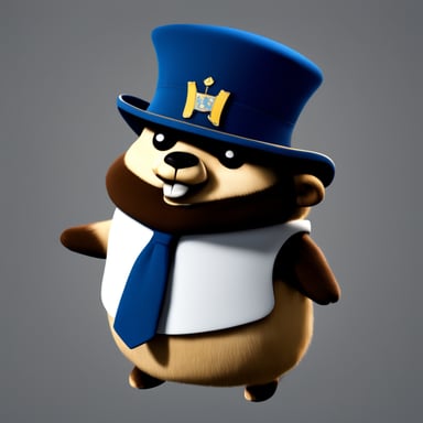 A Go Blue Gopher dressed in a Swedish costume, featuring a realistic outfit from Unreal Engine.