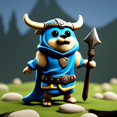 Go Blue Gopher as a Viking, featuring a realistic outfit from Unreal Engine.