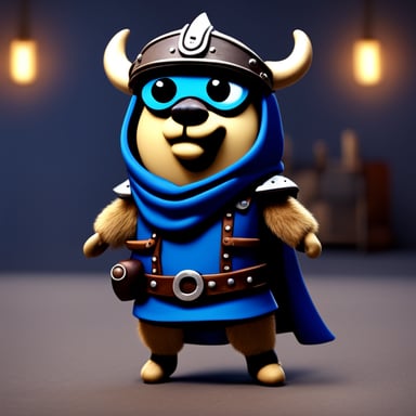 Go Blue Gopher as a Viking, featuring a realistic outfit from Unreal Engine.