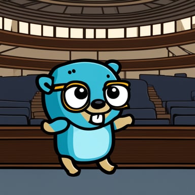 Go Blue Gopher attending GopherCon in Berlin in 2024.