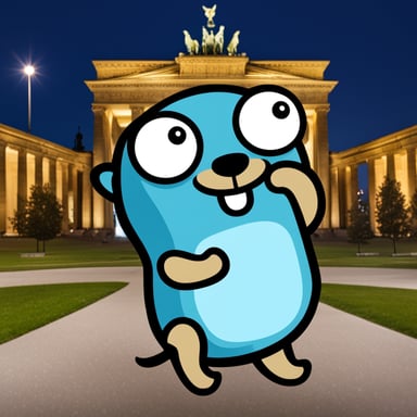 Go Blue Gopher attending GopherCon in Berlin in 2024.