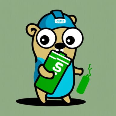 Go blue gopher holding a green battery that says Northvolt.