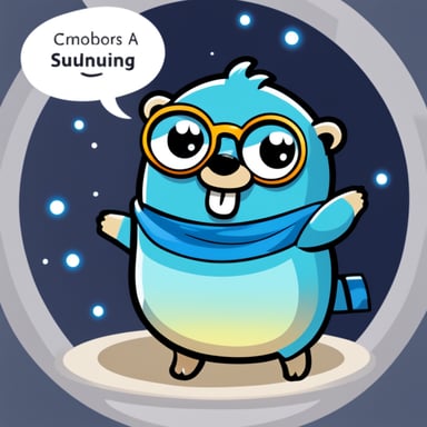 Go Blue Gopher stands proudly above the personifications of AWS, GCP, and Azure cloud providers, embodying the superiority of Golang.