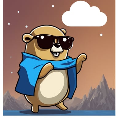 Go Blue Gopher stands proudly above the personifications of AWS, GCP, and Azure cloud providers, embodying the superiority of Golang.