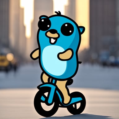 Go blue gopher riding a monocycle.