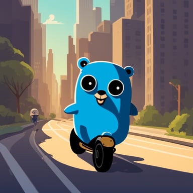 Go blue gopher riding an electric unicycle.