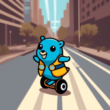 Go blue gopher riding an electric unicycle.