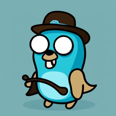 Go Blue Gopher is a coding golang gopher that is wearing an owl hat.