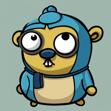Go Blue Gopher with droopy eyelids and receding hairline.
